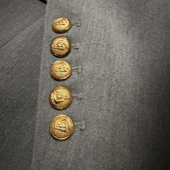 LILYSILK Gray Double Breasted Blazer Gold Buttons Women’s XL Silk Lined - Picture 4 of 9